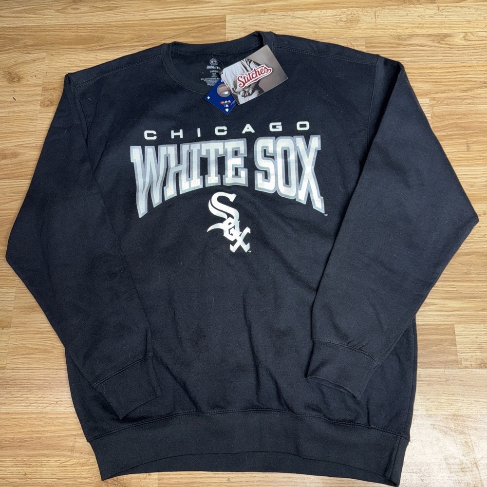 Stitches Chicago White Sox Black Crewneck Sweatshirt Men's Large NWT